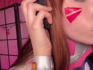  Girl Cosplay D.Va from Overwatch and Sucks Dick till Facial