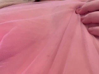 POV big natural tits ASMR rubbing boobs in lingerie fabric Hot Blonde MILF solo female