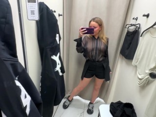 |4K| TRANSPARENT CLOTHES TRY ON IN FITTING ROOM