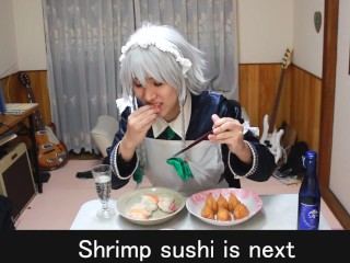 sakuya touhou cos making sushi