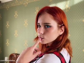 Sexy Redhead Schoolgirl Fantastic Blowjob Cock to Facial after College