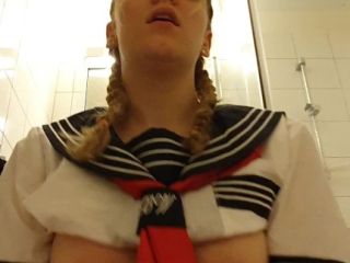 Schoolgirl gets creampied in bathroom