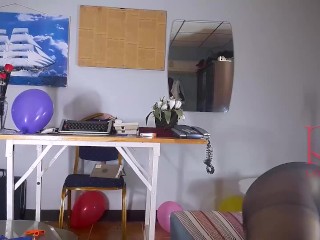 Office Obsession, The secretary in stockings Inflatables balloons masturbates with balloons. 22 1