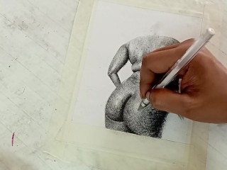 Erotic Art of a Sexy Indian Desi BBW Chubby Woman showing her sexy curves & big Ass in Ambient sound