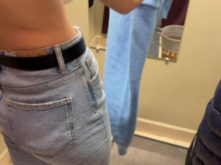 A real creampie in the FITTING ROOM! Cum in my tight pussy while I try on jeans. FeralBerryy