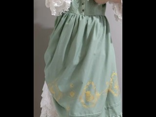 How Crossdresser wear Green Girly Dress 男の娘 洋服 偽娘