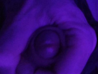 Pre cum play while masturbating in purple light – Purple Dick part 2