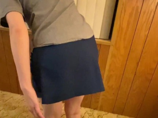 Step daughter begs for cum on her panties before school POV