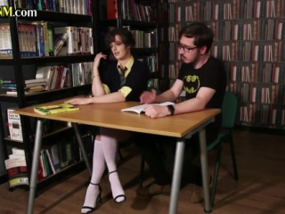 CFNM student humiliate and jerk their nerdy tutor