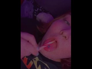 Sucking my OWN cum off lollipop. So good!