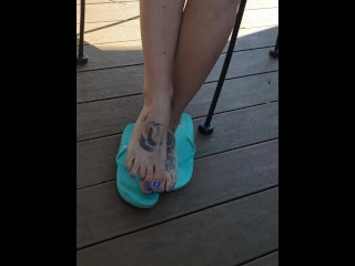 Bar patio showing my feet off!