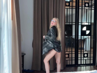 Sex with my blonde neighbor in a leather jacket