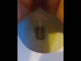 Hairy pussy peeing in toilet