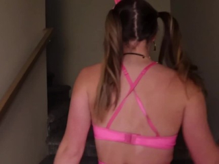 Pigtail Slut Sucks and Fucks at Party