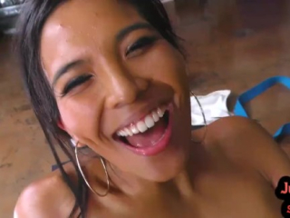 POV Asian beauty fucked in closeup POV