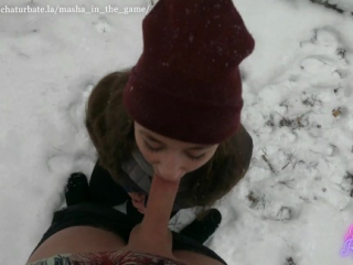 Cum in mouth in the cold