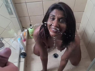 Desi slut slow motion shower piss facial