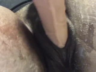 (DP Masturbation) Two 8in Dildos in 2 Holes