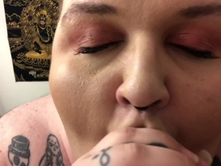 BBW Sucking dildo. POV.