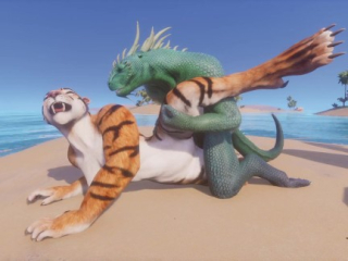 Wild Life / Scaly Furry Porn Dragon with Tiger Girl