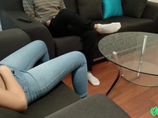 Ripped her jeans and fucked a teen after footjob.Amateur Mira Lime