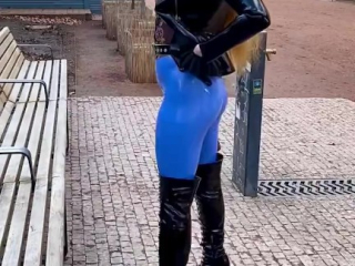 Walking in latex clothes in Prague