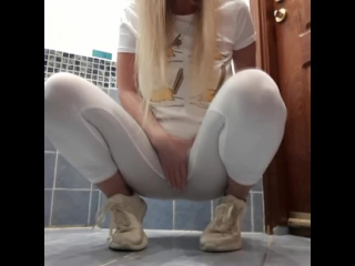 White leggings pee desperation