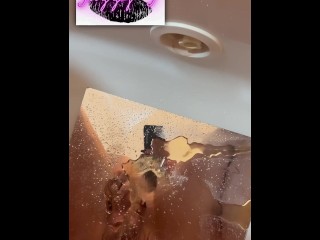 BBW Step mom MILF up close piss in the mirror