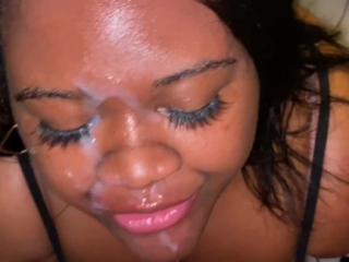 My Black girl Facial cumshot compilation! She deepthroats Daddy’s BWC and loves the cum