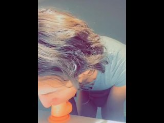 Old video of when I was checking myself out and gave my 7 inch Dildo an unexpected blowjob!