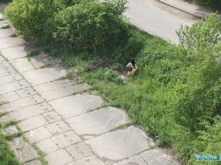 Public Agent A Pervert spies of a babe taking a piss with his drone and fucks her pussy