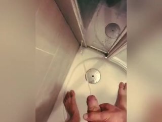 Hot pissing in the shower, full bladder