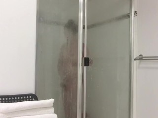 trans anairb jerking off in the shower